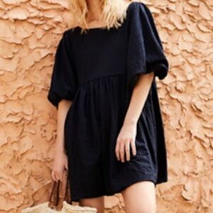 Free People Get Obsessed Babydoll Dress - Black - Small
